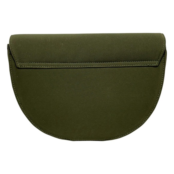 NEW Evening Clutch Purse Womens Green Half Moon Beaded Embroidered Faux Suede - Picture 4 of 12